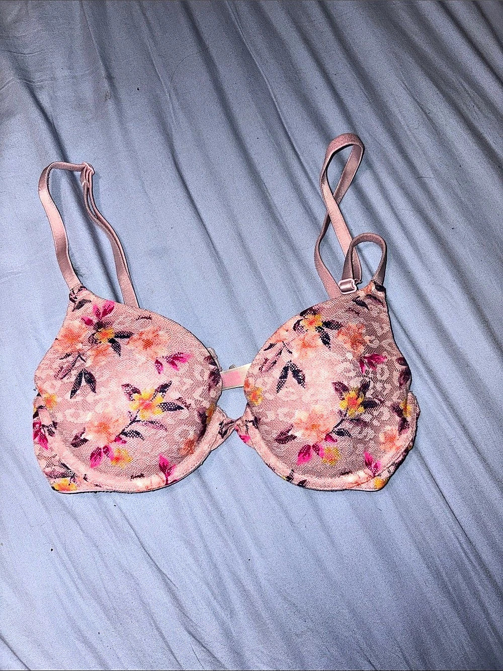 PINK Floral Print Bra in & Purple 32 B
